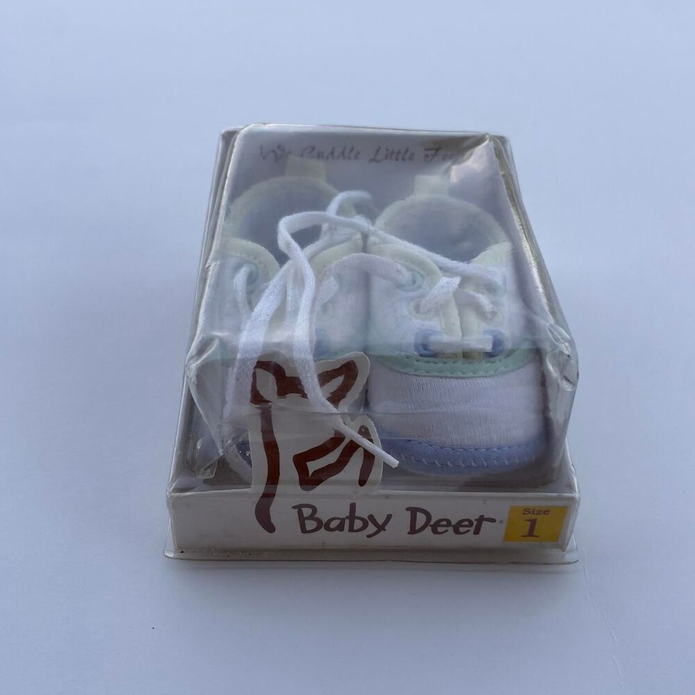 Baby Deer Vintage Pastel Crib Shoes 90's 1 size Classic Heritage Embroidered Car